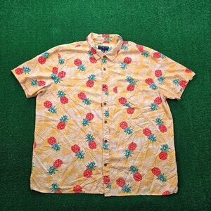 Margaritaville‎ Shirt Mens XL/2XL Yellow Pineapple AOP Button Up Hawaiian Summer